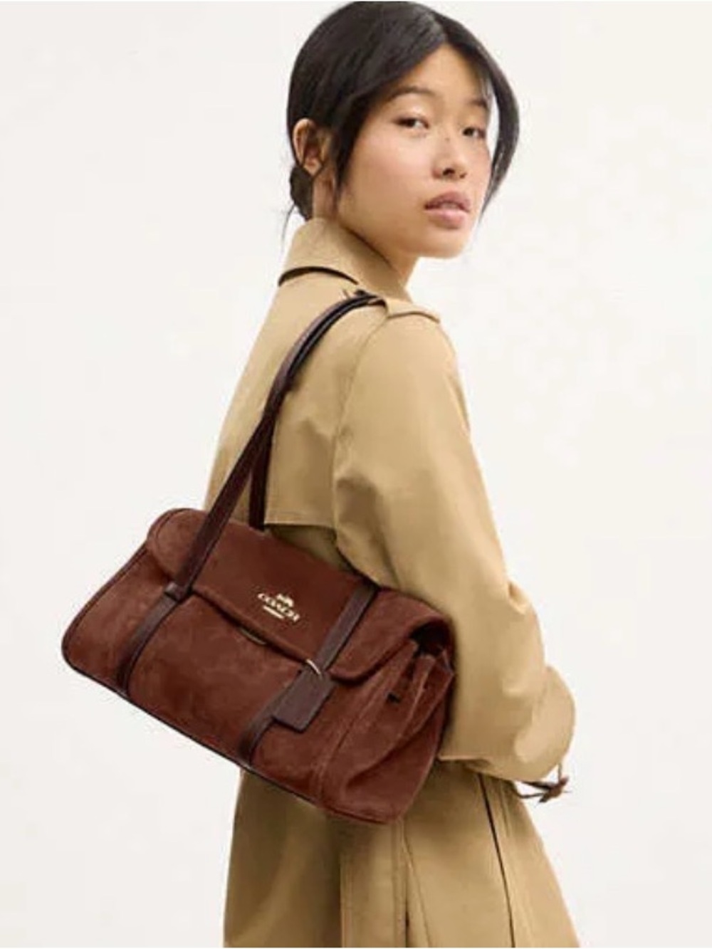 Coach Bridget Brown Suede Shoulder Bag - Picture 2 of 8